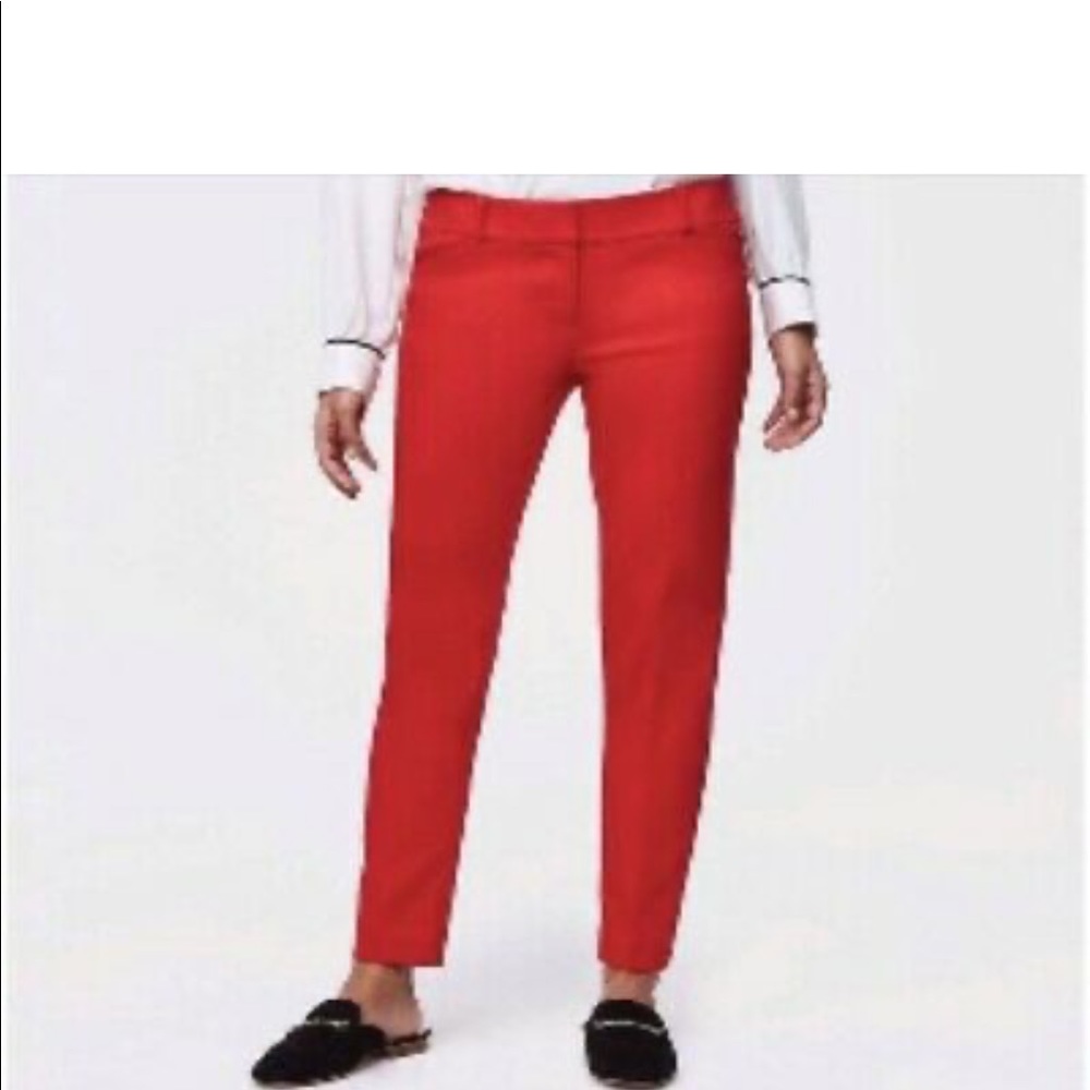 Skinny Loft Julie red pants cropped 2